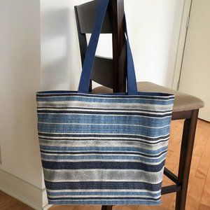 Blue & Tan Hand Crafted Reusable 100% Cotton Tote - New with(out) Tags!